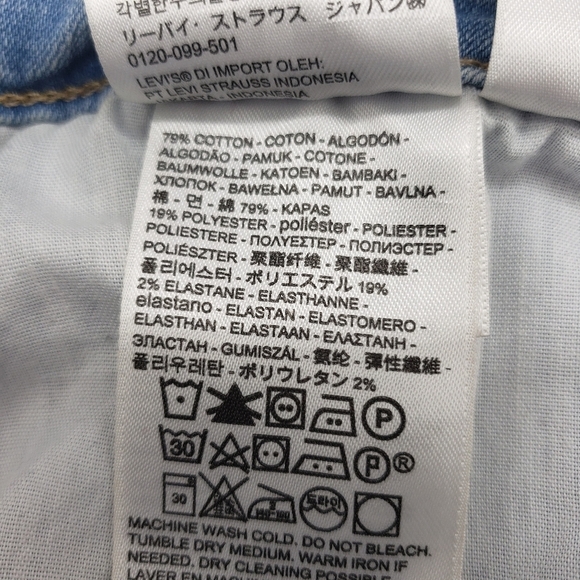 Levi's 721 high rise skinny ankle jeans 31 split hem light blue denim button fly - Picture 8 of 15